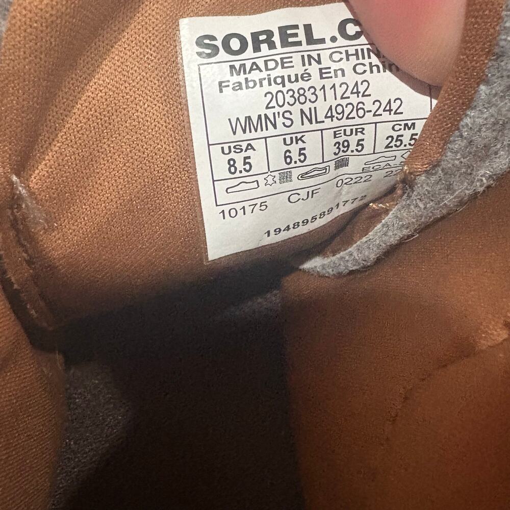 Like New SOREL Evie Ankle Lace-Up Wedge Booties - Brown and Gray Size 8.5 - Picture 6 of 7